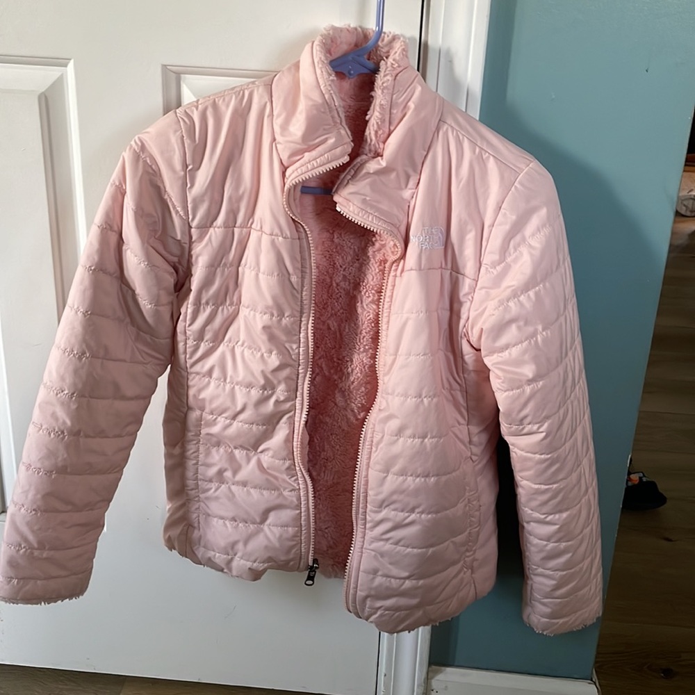 The North Face girls printed reversible “mossbud swirl jacket”